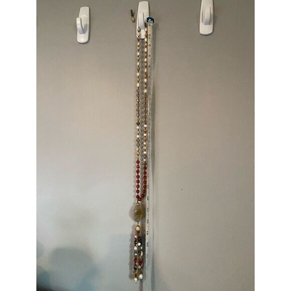 Glass beaded natural necklace with tassels - Picture 7 of 7